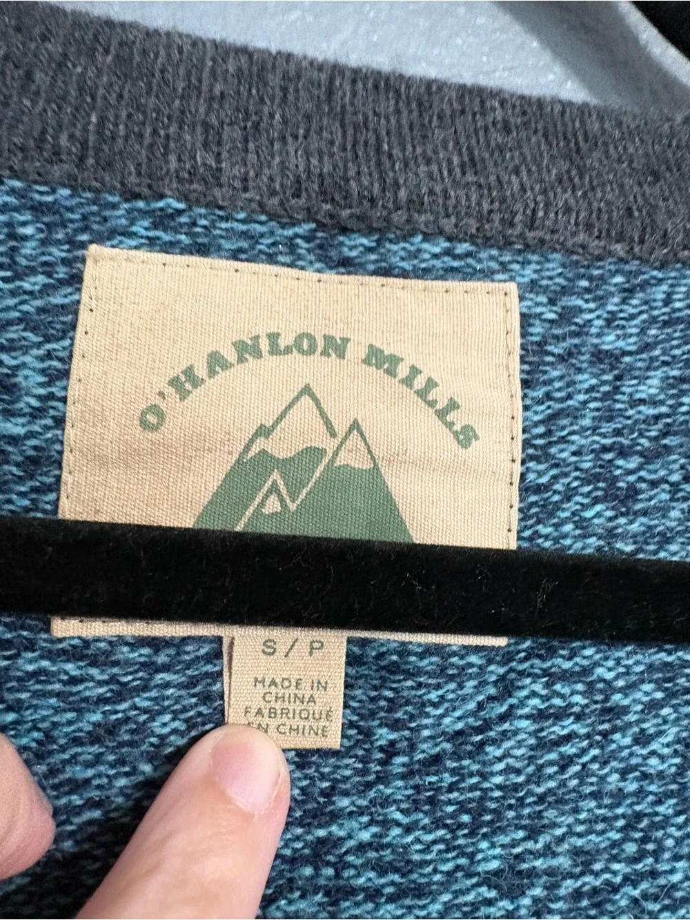 O’Hanlon Mills Blue Marled Lambswool Blend Button Front Cardigan Sweater Small